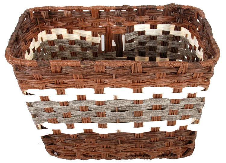 Panier de vélo en osier tressé Volare L 36 x 27 x 21cm - brun foncé