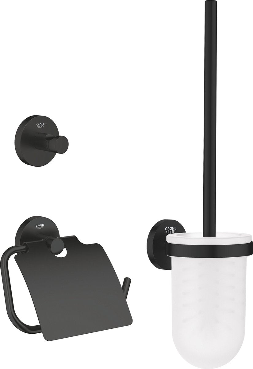 Grohe quickfix start ensemble d'accessoires de toilette 3-en-1 - noir mat