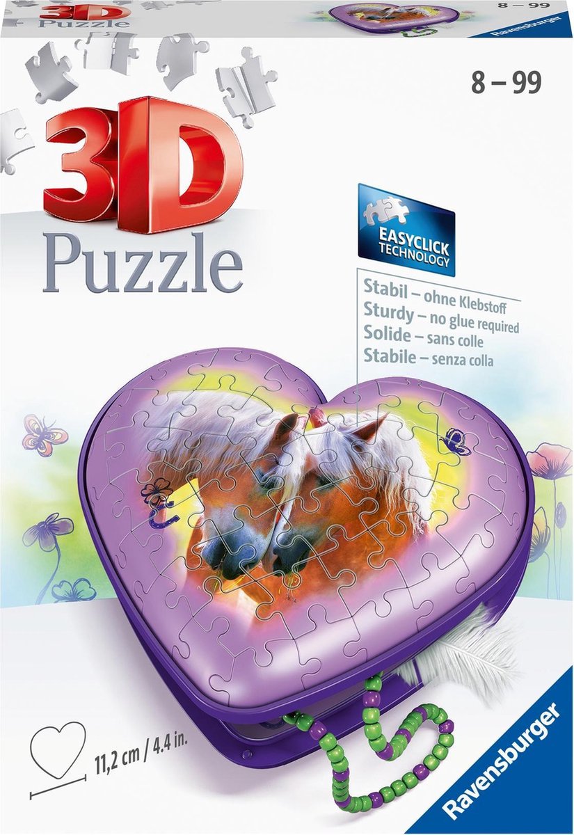 Ravensburger chevaux en boîte coeur - puzzle 3d - 54 pièces