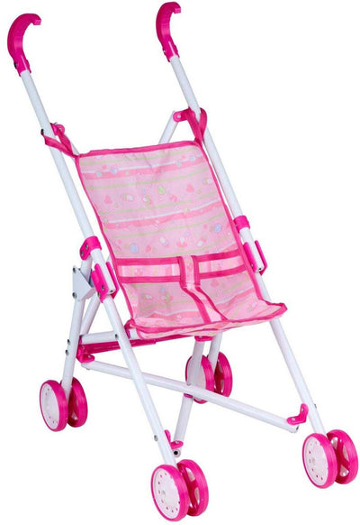 Poussette de poupée blanche et rose