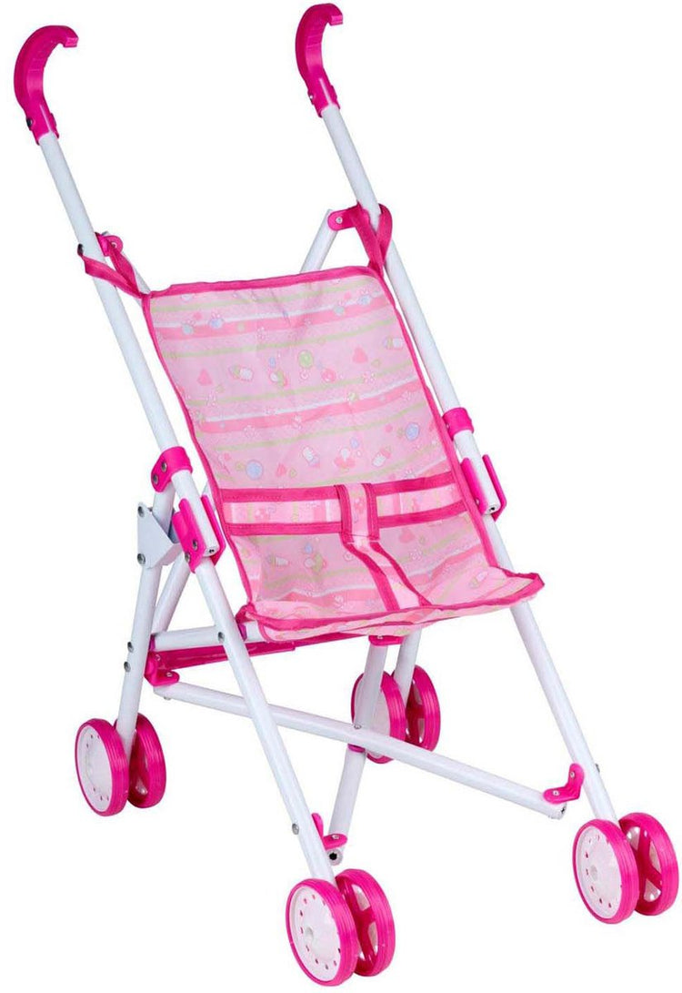 Poussette de poupée blanche et rose