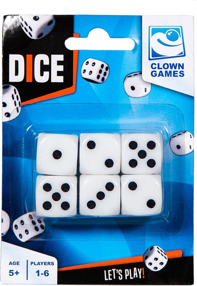 Longfield toys jeux dés - 6x pièces - blanc noir - plastique - dés - jeux
