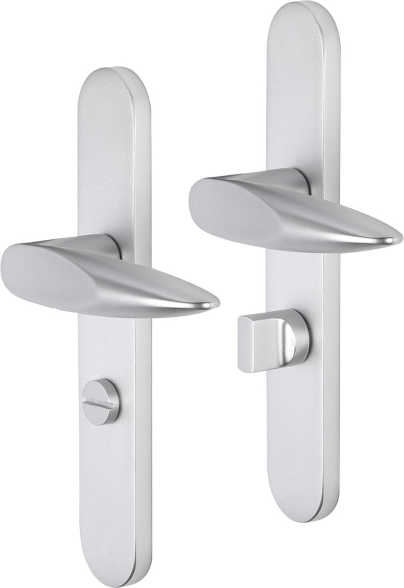 Poignée de porte Impresso - Sutton - pour l'intérieur - bouclier de porte ovale avec serrure de toilette - aluminium - 2 pièces