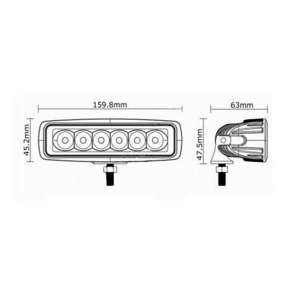 Lampe de travail rectangulaire LED 160 mm