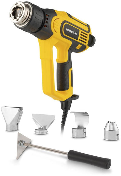 Pistolet thermique électrique Powerplus powx1026 - pistolet à air chaud 2300 w - décapant jusqu'à 660 °c - avec 4 buses 1 grattoir
