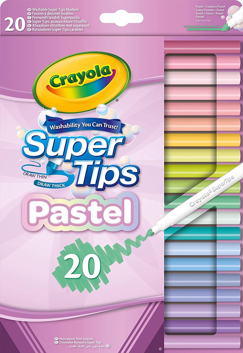 Crayola - feutres - couleurs pastel lavables - 20 pièces - pour enfants