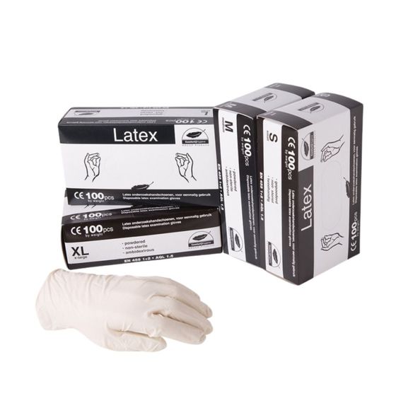 Gant latex blanc petit poudré (100 pièces)