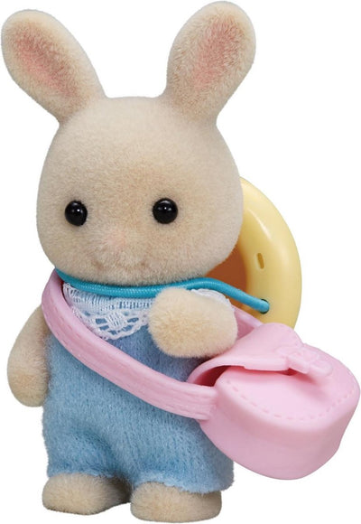 Sylvanian family 5413 bébé lapin blanc - figurine en peluche veloutée