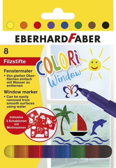 Marqueur de fenêtre Eberhard faber - couleurs - 8 pièces - dans un étui en carton - ef-550022