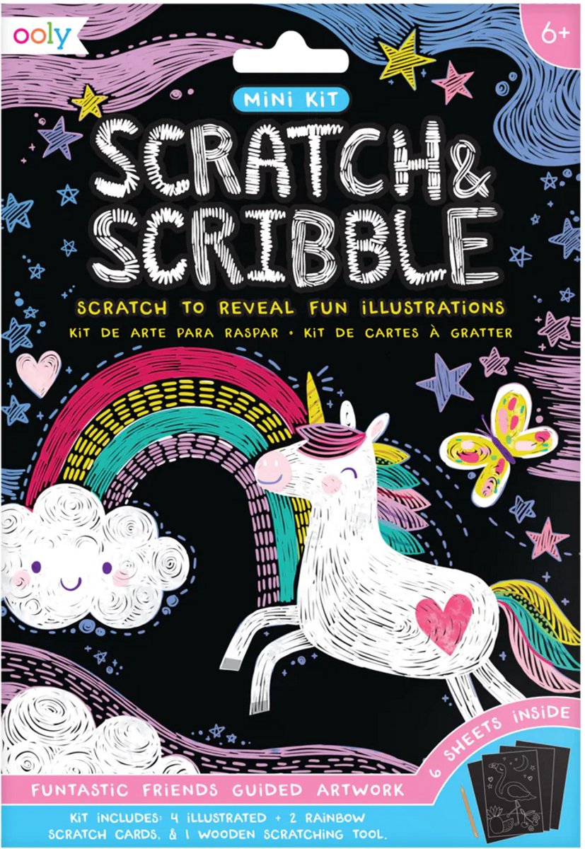 Ooly - gribouillage à gratter - mini kit d'art à gratter - amis funtastic