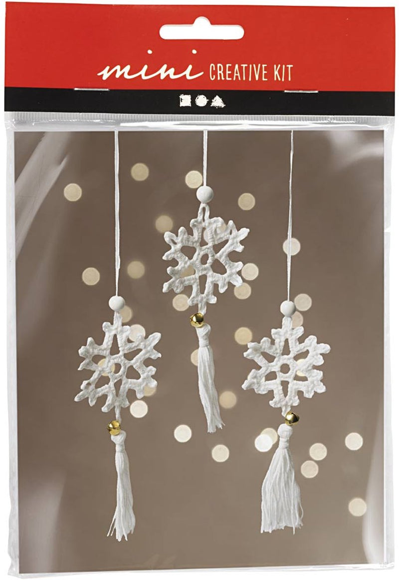 Creativ company mini kit de loisirs au crochet, flocons de neige, blanc, 1 boîte