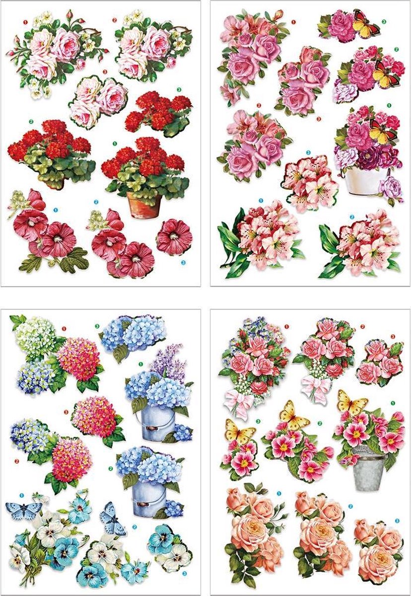 Creativ company Feuilles 3D, fleurs, feuille 21x30 cm, 4 feuilles 1 boîte