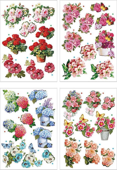 Creativ company Feuilles 3D, fleurs, feuille 21x30 cm, 4 feuilles 1 boîte