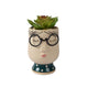 Decoris plante artificielle en pot visage lunettes h13,5cm