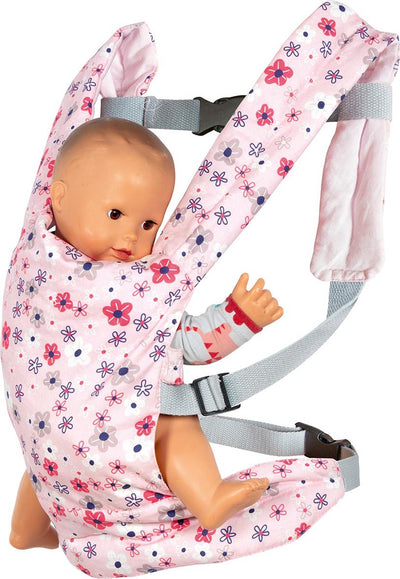 Spiel gut goki Doll Carrier - Sac de transport réglable pour poupées, motif floral.