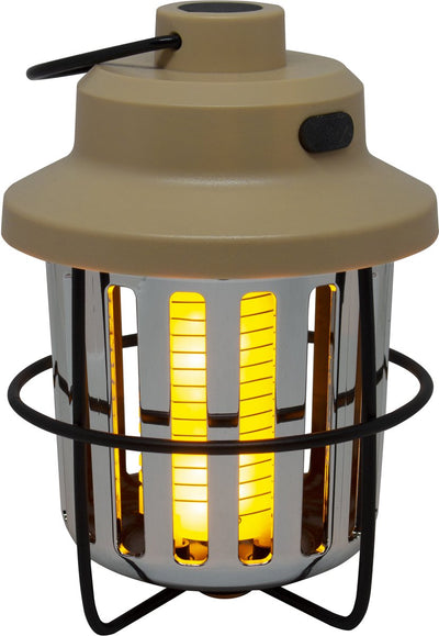 Lampe anti-moustique Eurotrail rétro - lampe anti-insectes rechargeable - lampe de camping - beige - compacte et légère - effet de lumière chaude et flamboyante