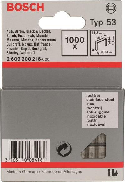 Accessoires Bosch sans filetage fin type 53 11,4 x 0,74 x 10 mm 1000 pcs - 2609200216