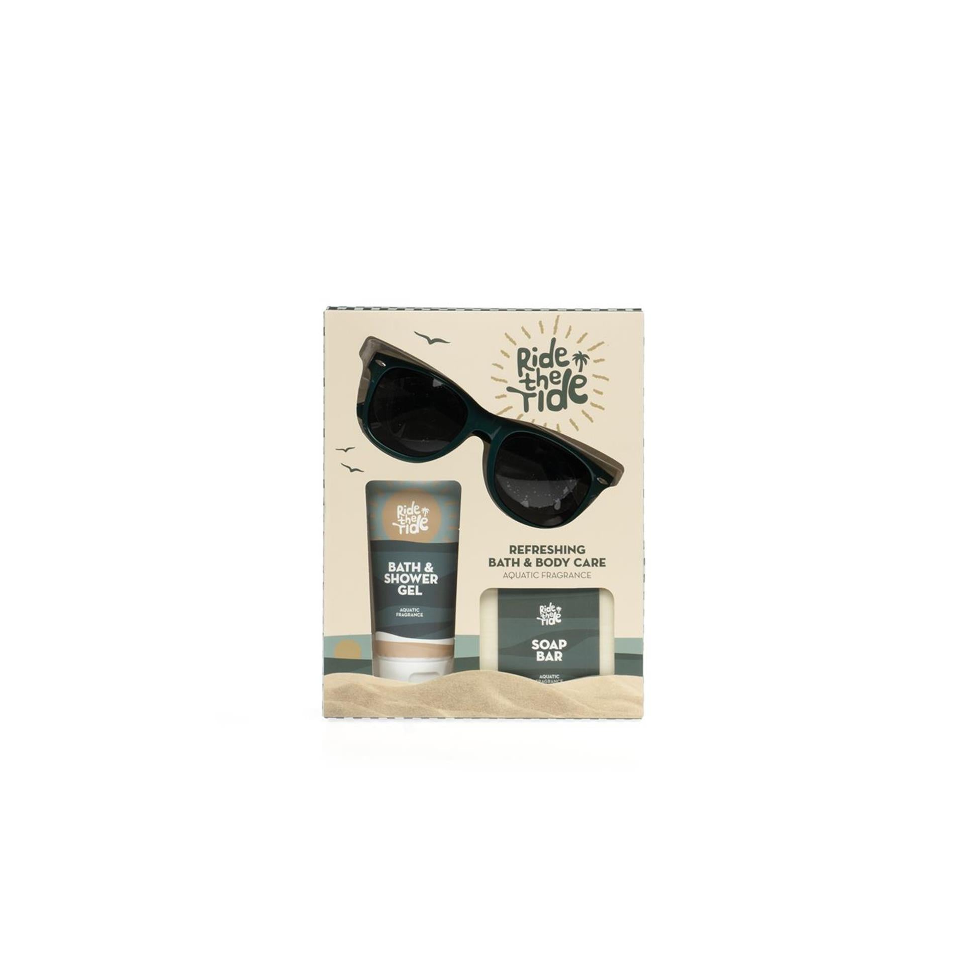 Coffret cadeau pour le bain Source Balance Surfez sur la marée avec des lunettes de soleil