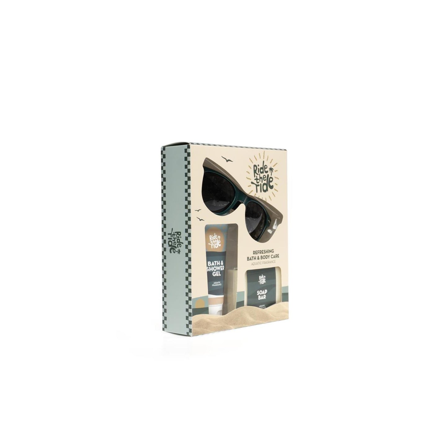 Coffret cadeau pour le bain Source Balance Surfez sur la marée avec des lunettes de soleil