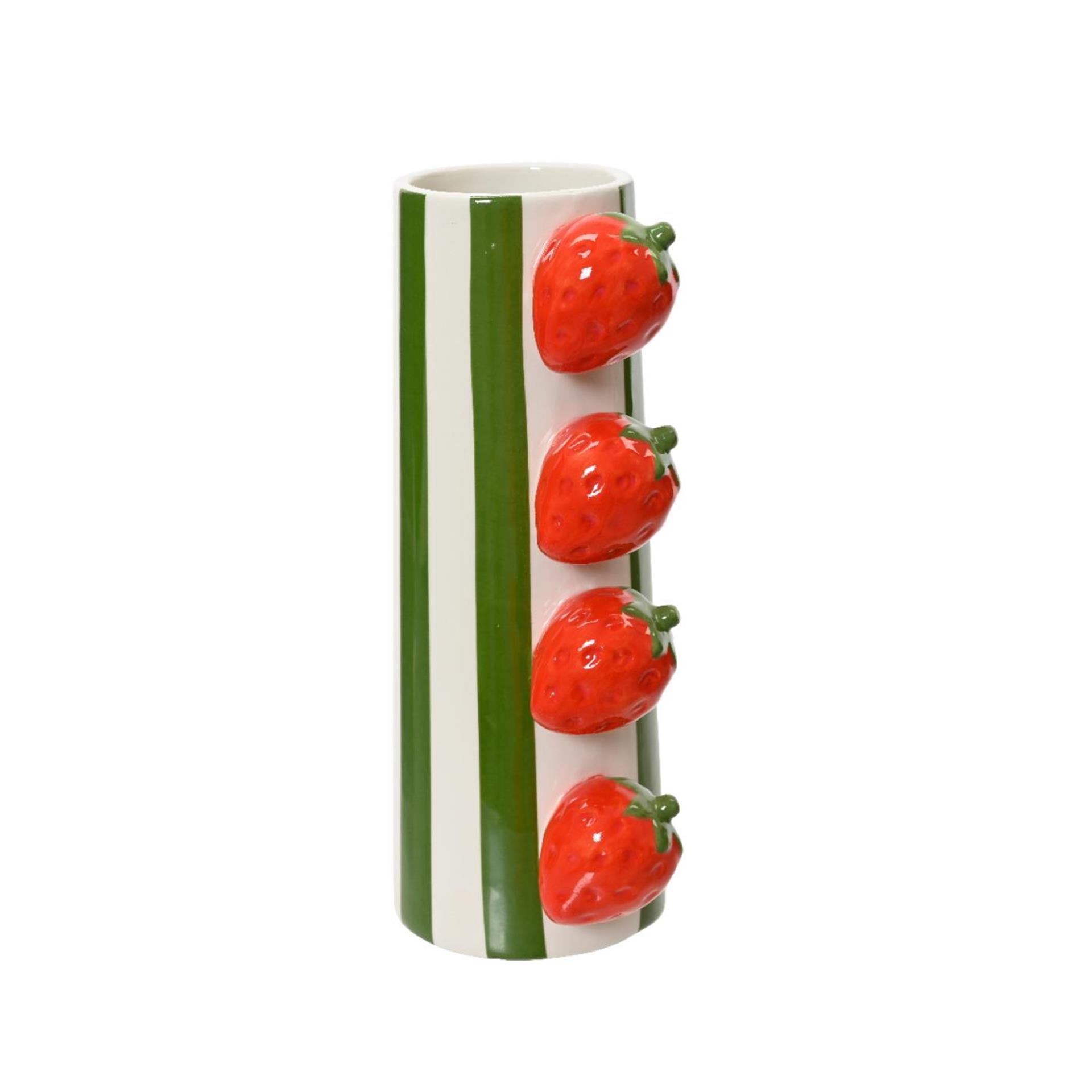 Vase Decoris dolomite rayure-fraise h20,7cm