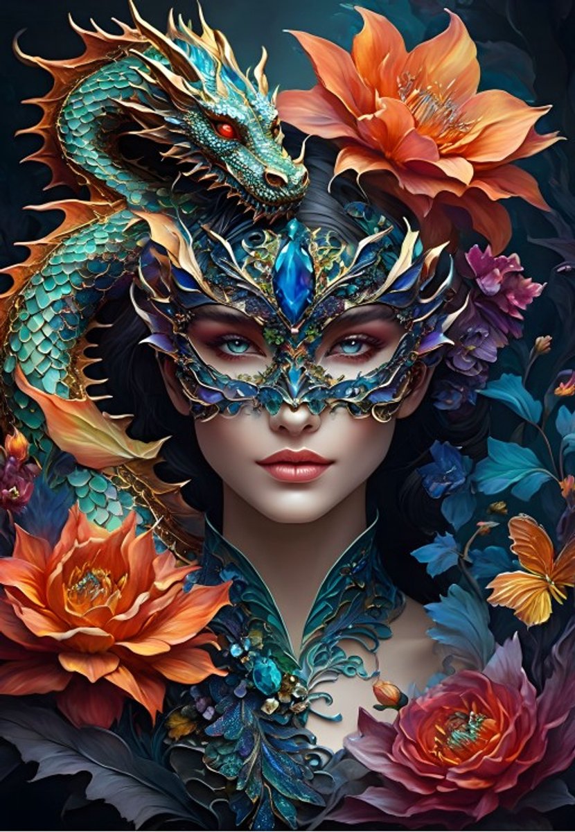 Puzzle Bluebird Puzzle Dame avec un dragon - Puzzle de 1000 pièces.