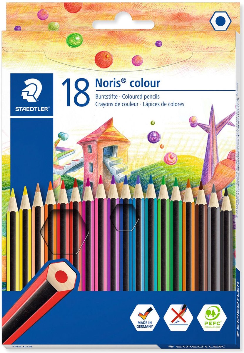 Staedtler crayons de couleur noris 17,5 cm bois graphite 18 pièces