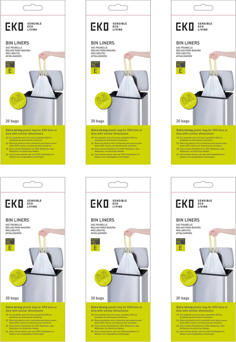 Eko - sacs poubelles 3-6 ltr (a), (6x30 pièces) - - blanc - sac poubelle