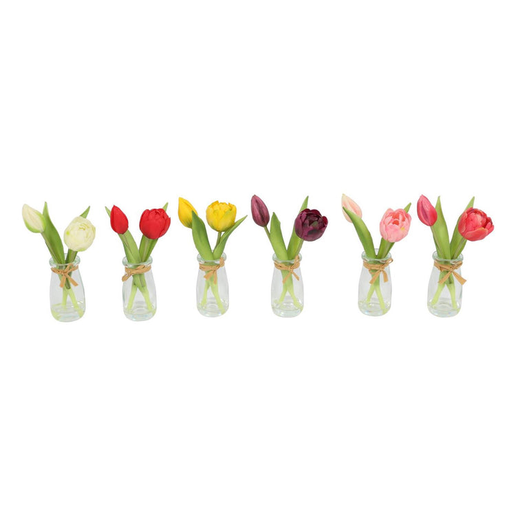 Vase en verre Countryfield avec tulipes 20x10x20cm