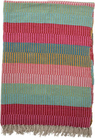 Bloomingville - plaid isnel - 160x130cm - rayé vert, rose, bleu - coton recyclé