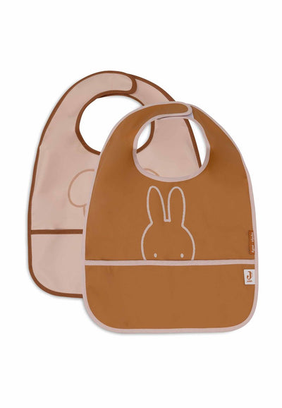 Jollein x Miffy - bavoir bébé imperméable - bavoirs - miffy peekaboo wild rose - 2 pièces