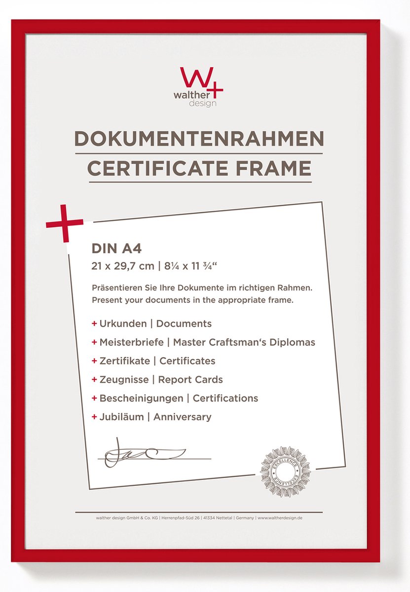 Walther new lifestyle - cadre en plastique - format photo 21x29,7 cm (din A4) - rouge