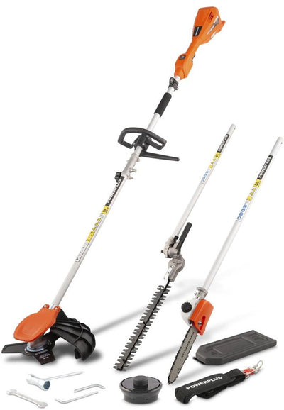 Powerplus dual power 4-en-1 outil multifonction de jardin sur batterie powdpg75530 - Outils de jardin sur batterie 40 V, taille-haie, taille-bordure, tronçonneuse et débroussailleuse, sans batterie ni chargeur