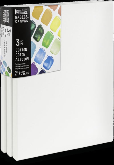 Liquitex 471030040 set de toiles basics 3x 30×40 cm – toile 100% coton, env. 280 g m², triple couche de fond, pour peinture à l'huile acrylique