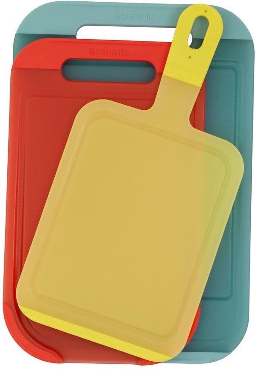 Planches à découper en plastique Brabantia savoureux couleurs - ensemble de planches à découper 3 pièces - menthe rouge jaune