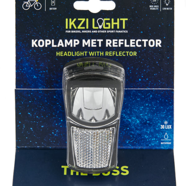 Phare Ikzilight The Boss, 1 LED blanche 20LUX. avec support et piles (emballage suspendu)