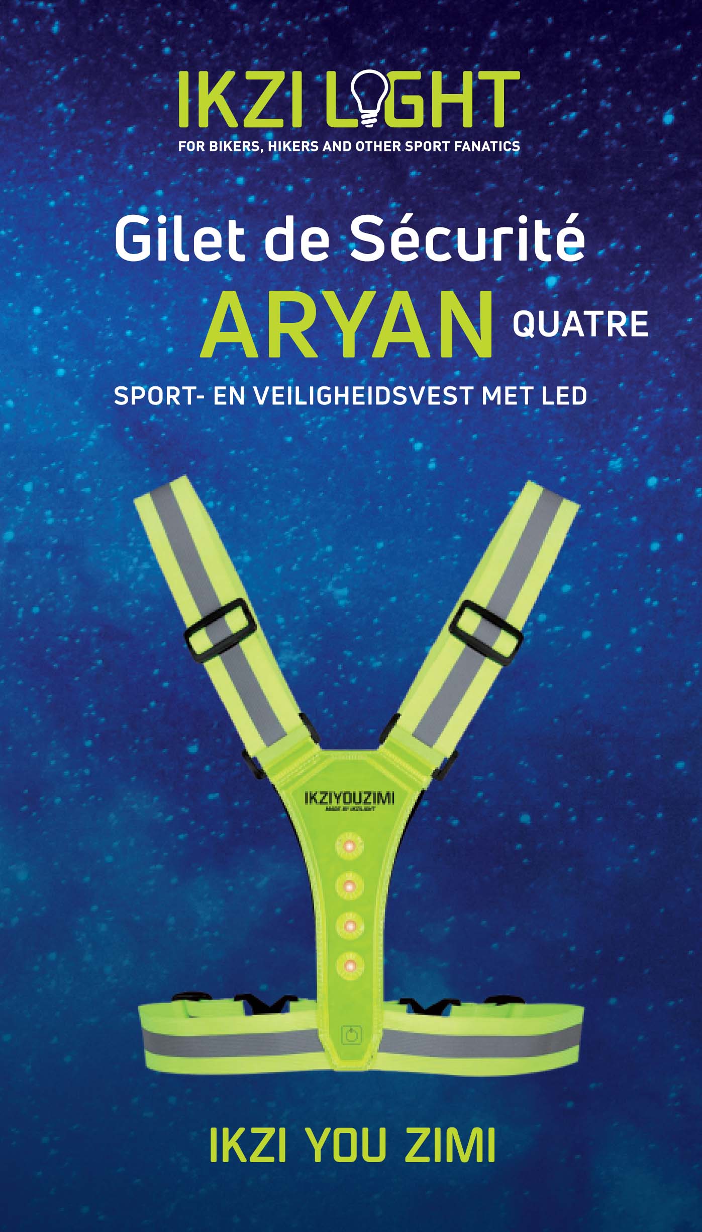 Ikzilight Reflection Sport and Safety Vest avec LED unique