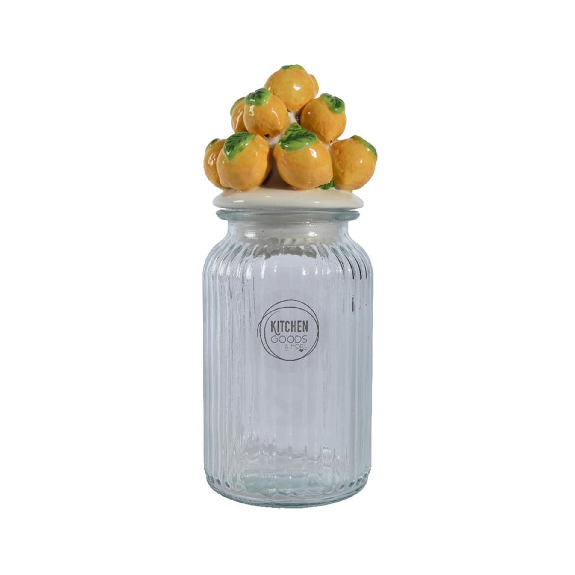 Decoris pot de rangement citron h27cm verre faïence