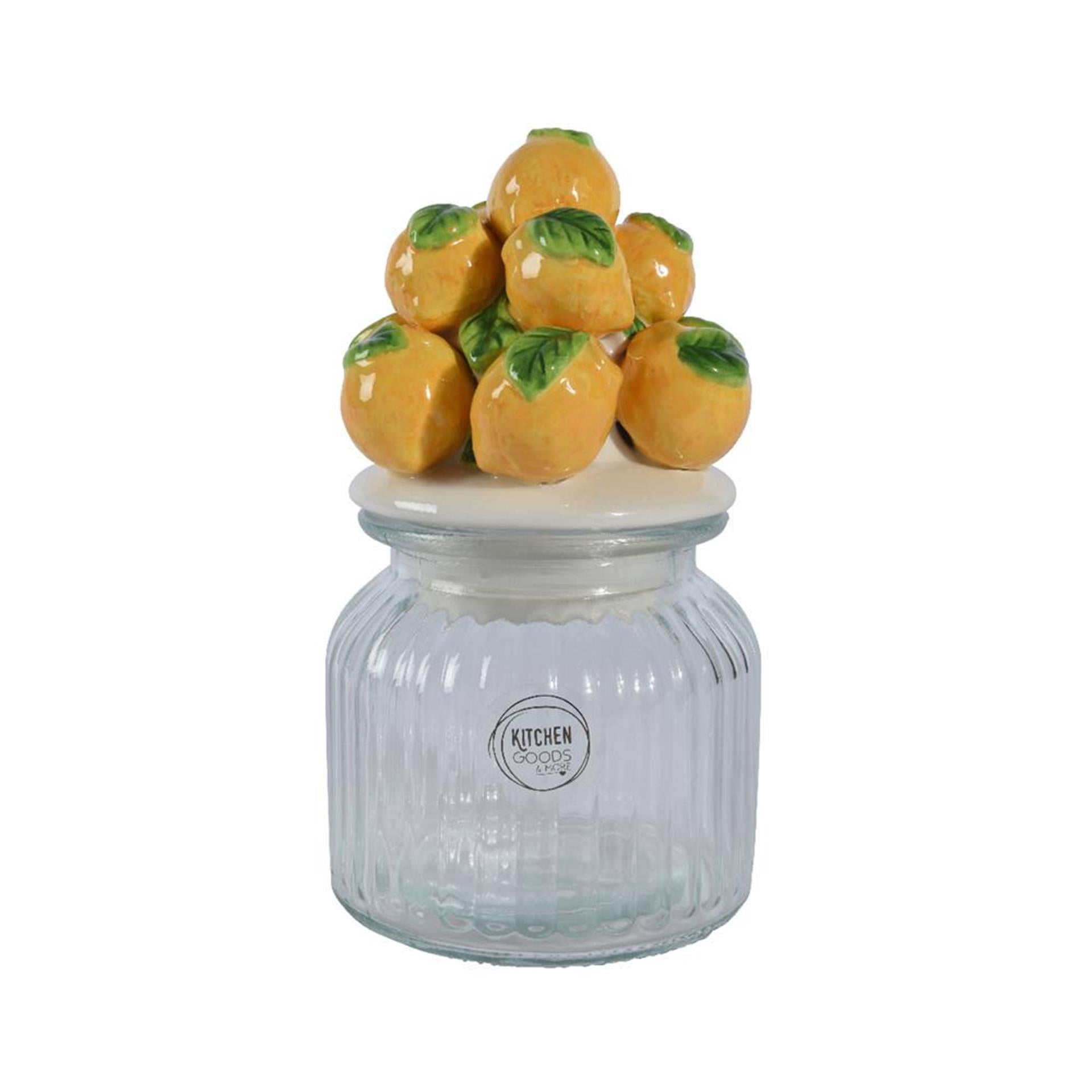 Decoris pot de conservation citron 19cm verre faïence
