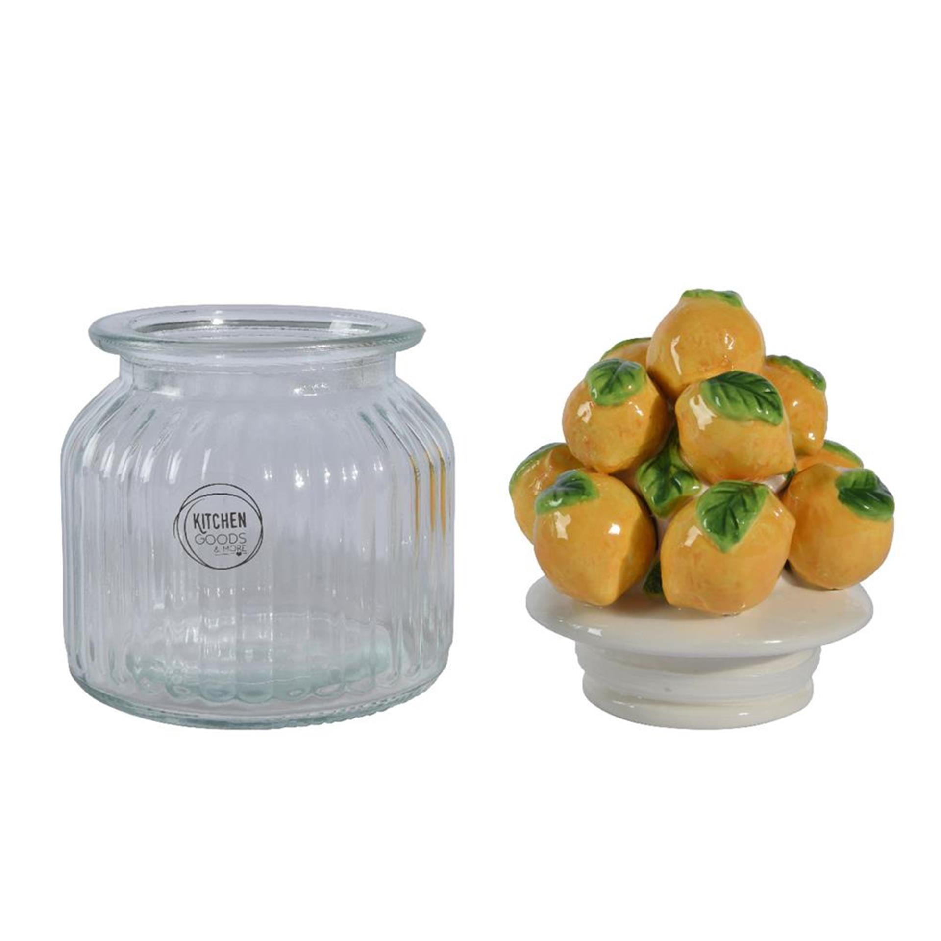 Decoris pot de conservation citron 19cm verre faïence