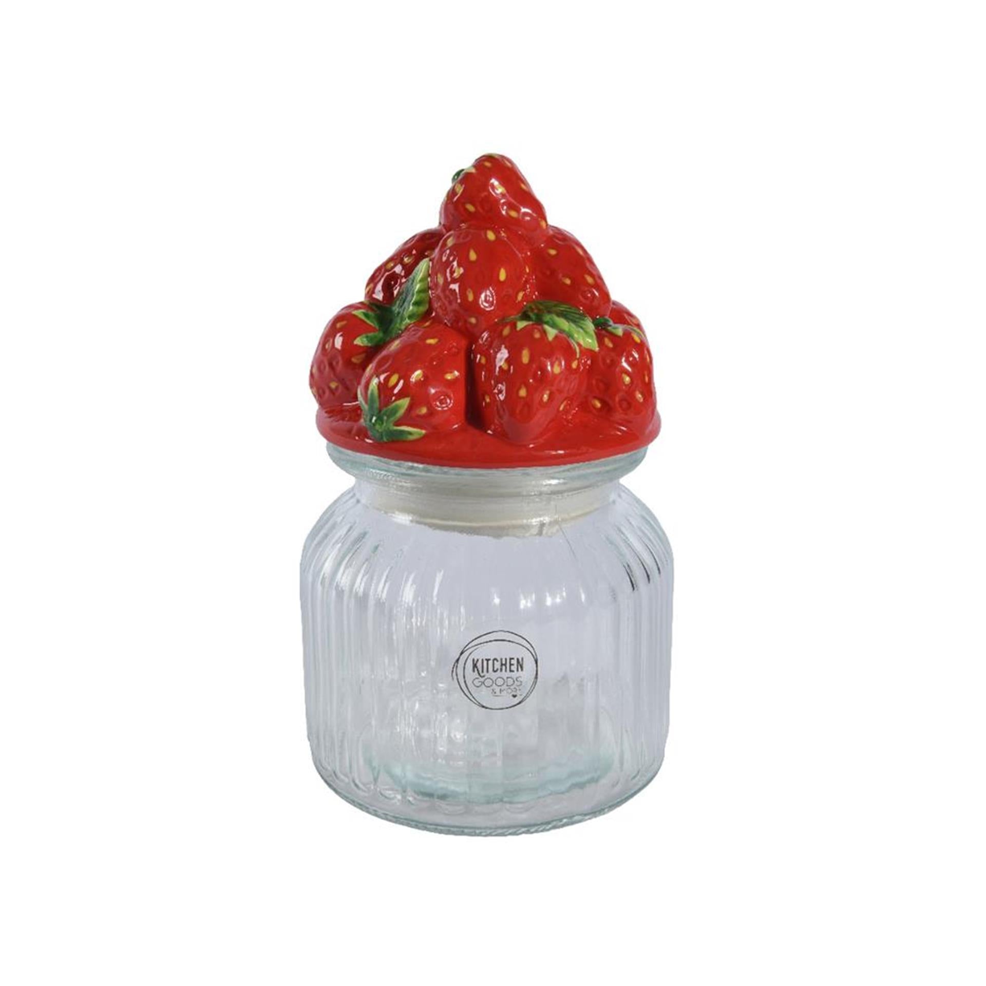 Pot de conservation fraises Decoris h19cm verre faïence