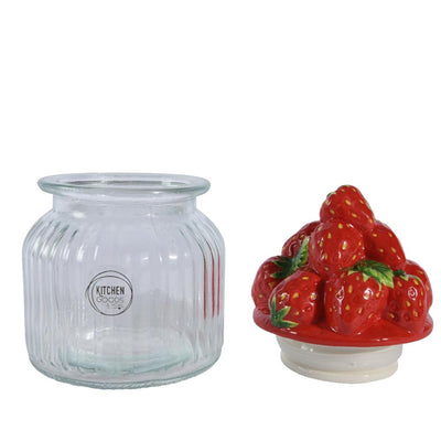 Pot de conservation fraises Decoris h19cm verre faïence