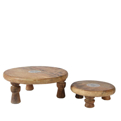 Decoris ensemble de plateformes en bois de manguier 2 pièces ø25cmh8cm