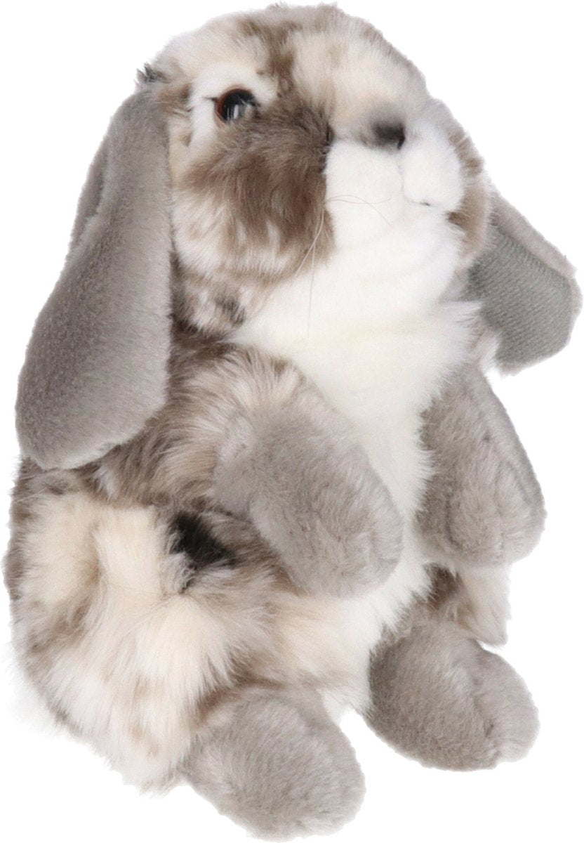 Living nature - peluche - lapin - lapin à oreilles tombantes - gris - 21 cm