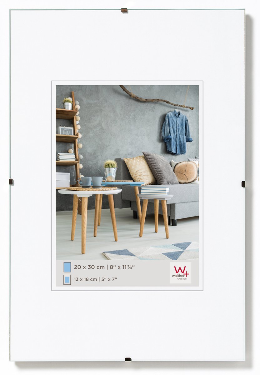Porte-tableau photo sans cadre Walther (cadre à clip) - taille du cadre 18x24 cm - verre antireflet