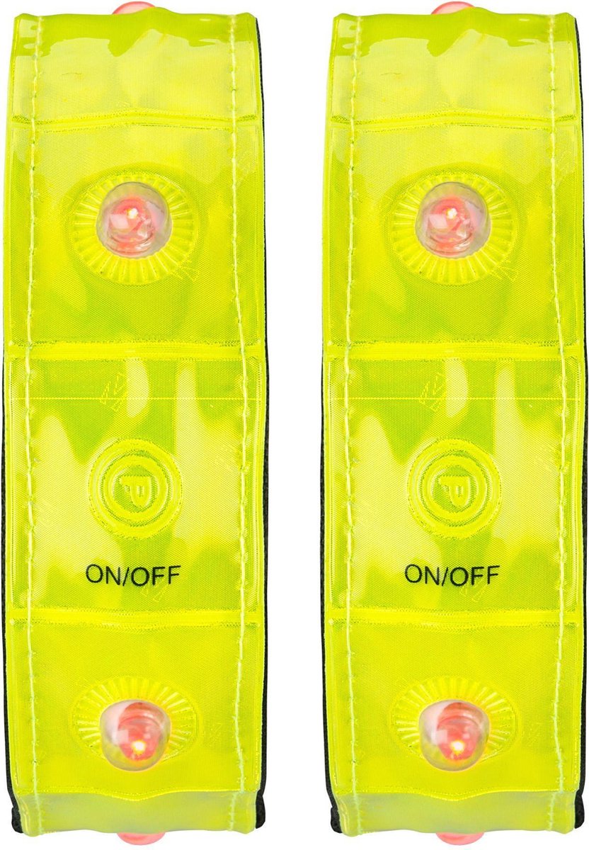 Bracelet de sport Avento réfléchissant avec LED - paire - jaune