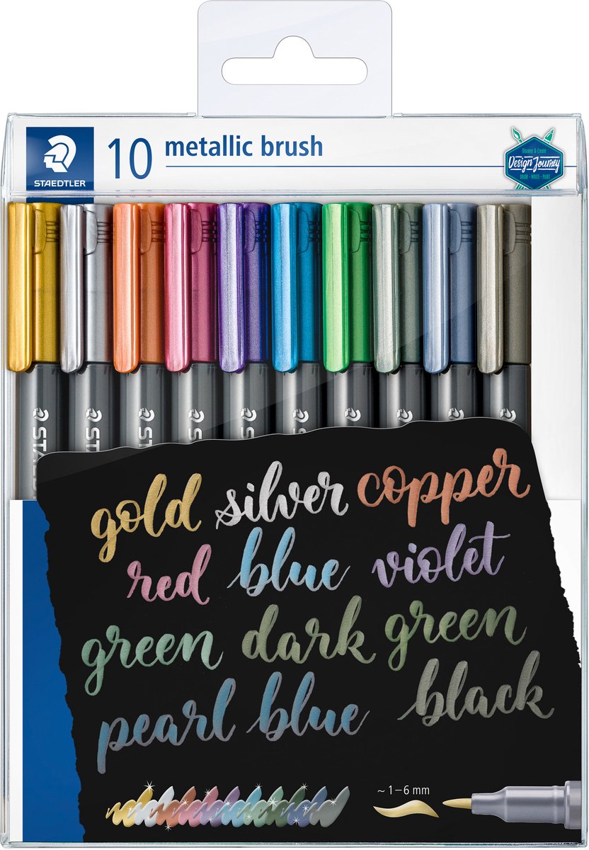 Staedtler set de stylos pinceaux métalliques 10 couleurs