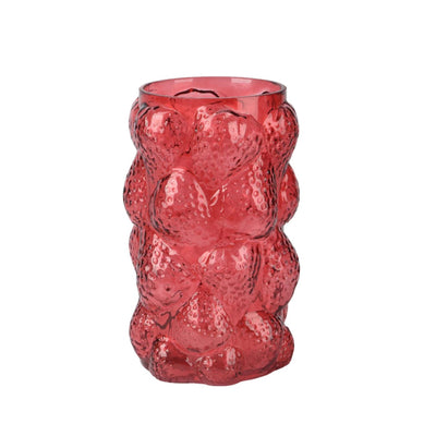 Vase Decoris verre h23cm fraise rouge
