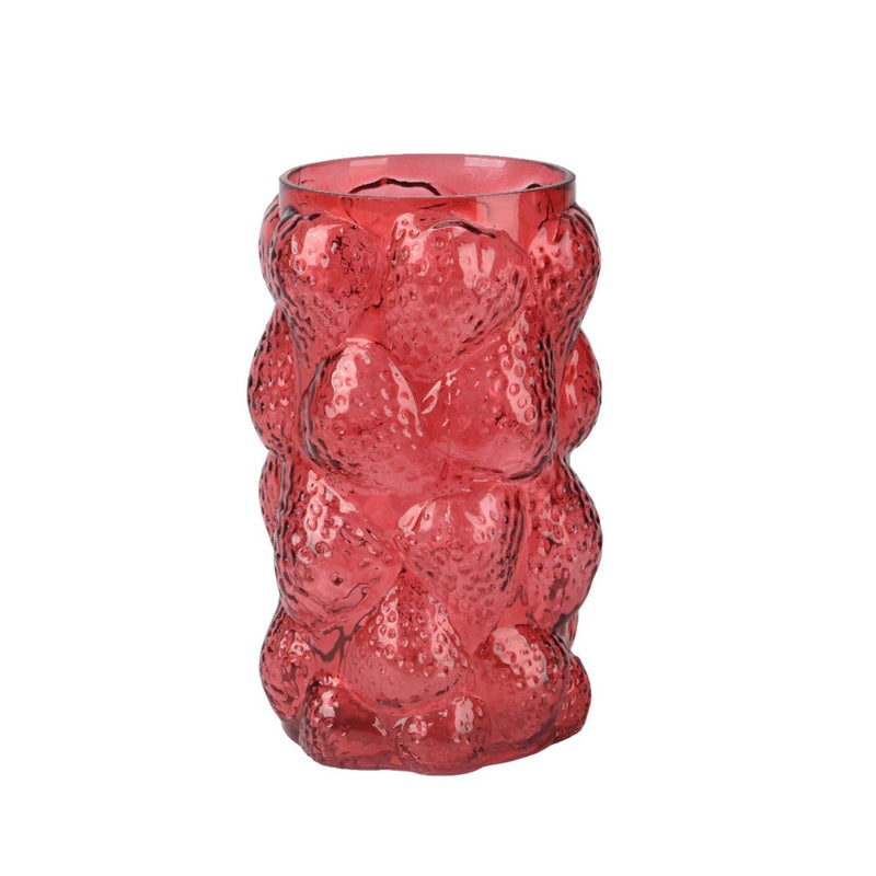 Vase Decoris verre h23cm fraise rouge