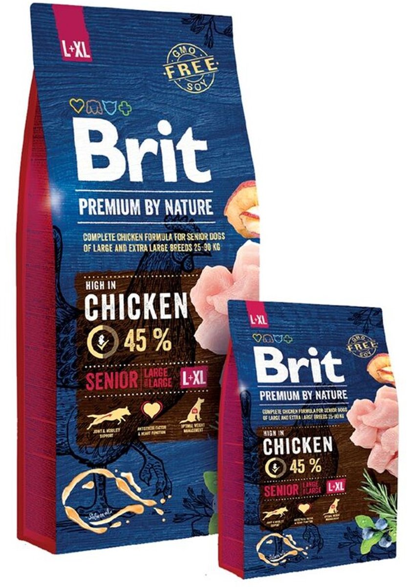 Brit premium by nature - nourriture sèche pour chiens - senior large xl - poulet - 15kg