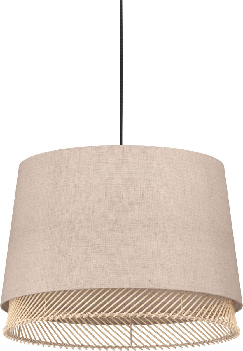 Lampe à suspension Eglo tabley - e27 - ø 38 cm - naturel|marron|noir - textile